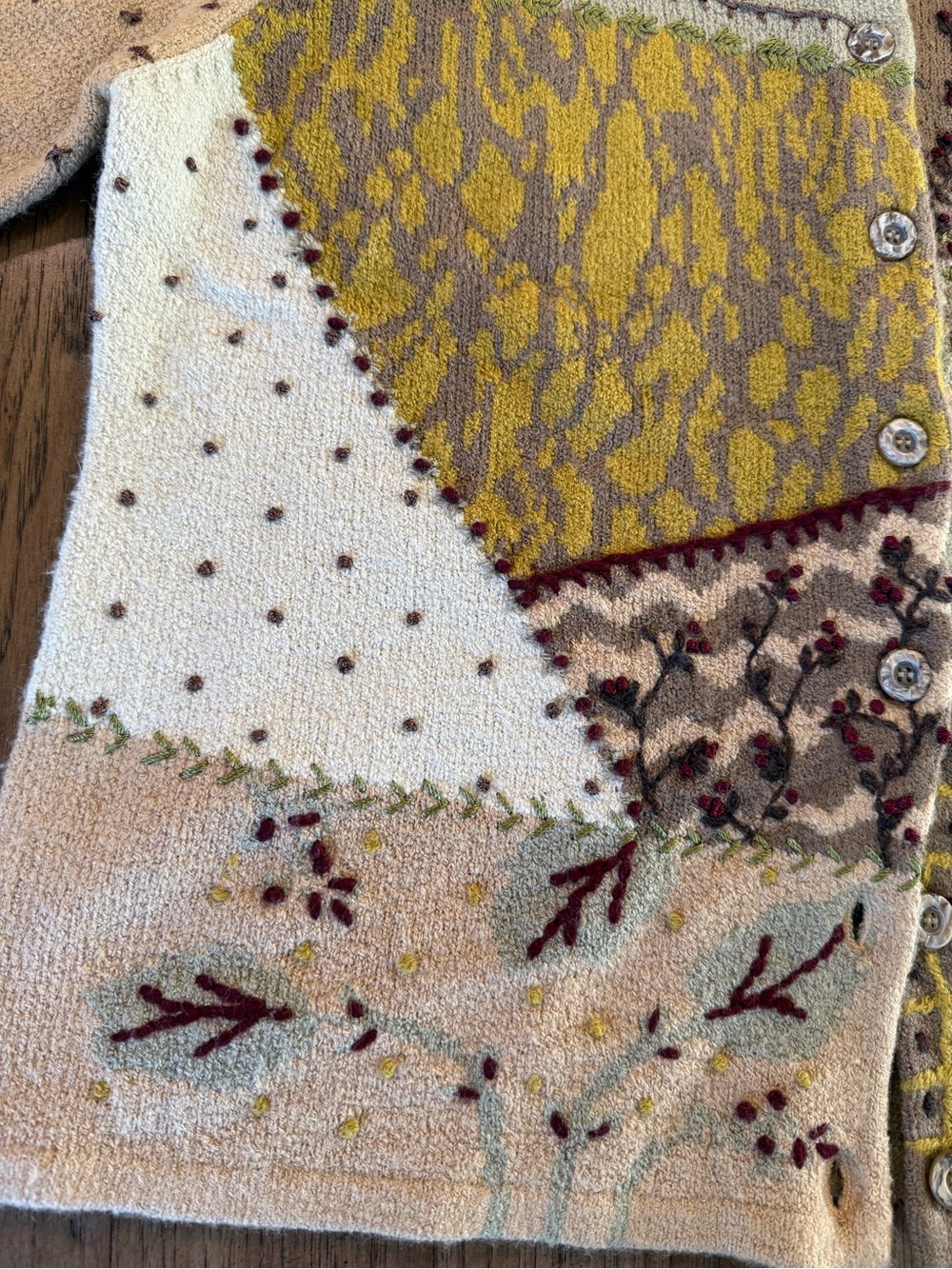 Susan Bristol Hand Embroidered Brown Cardigan Button Sweater Sz XL NEW - Picture 6 of 8